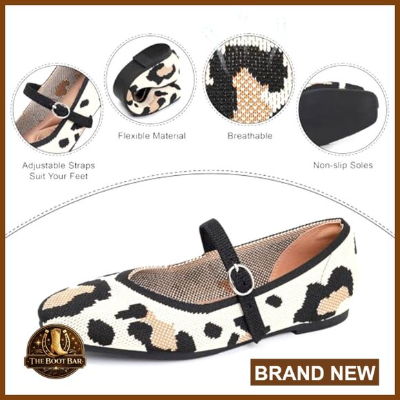 Knit Ballet Flats with Adjustable Ankle Strap Square Toe Washable - Picture 6 of 7